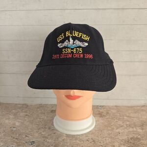 USS Bluefish SSN-675 US Navy 1971 Decom Crew 1996 Adjustable Hat